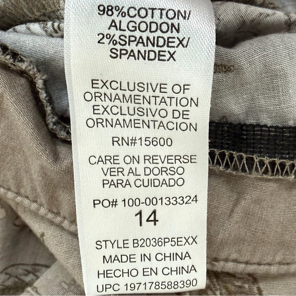Democracy Flex-ellent Floral Cargo Pants Size 14 Khaki Tan Floral Boho Utility - Picture 9 of 16